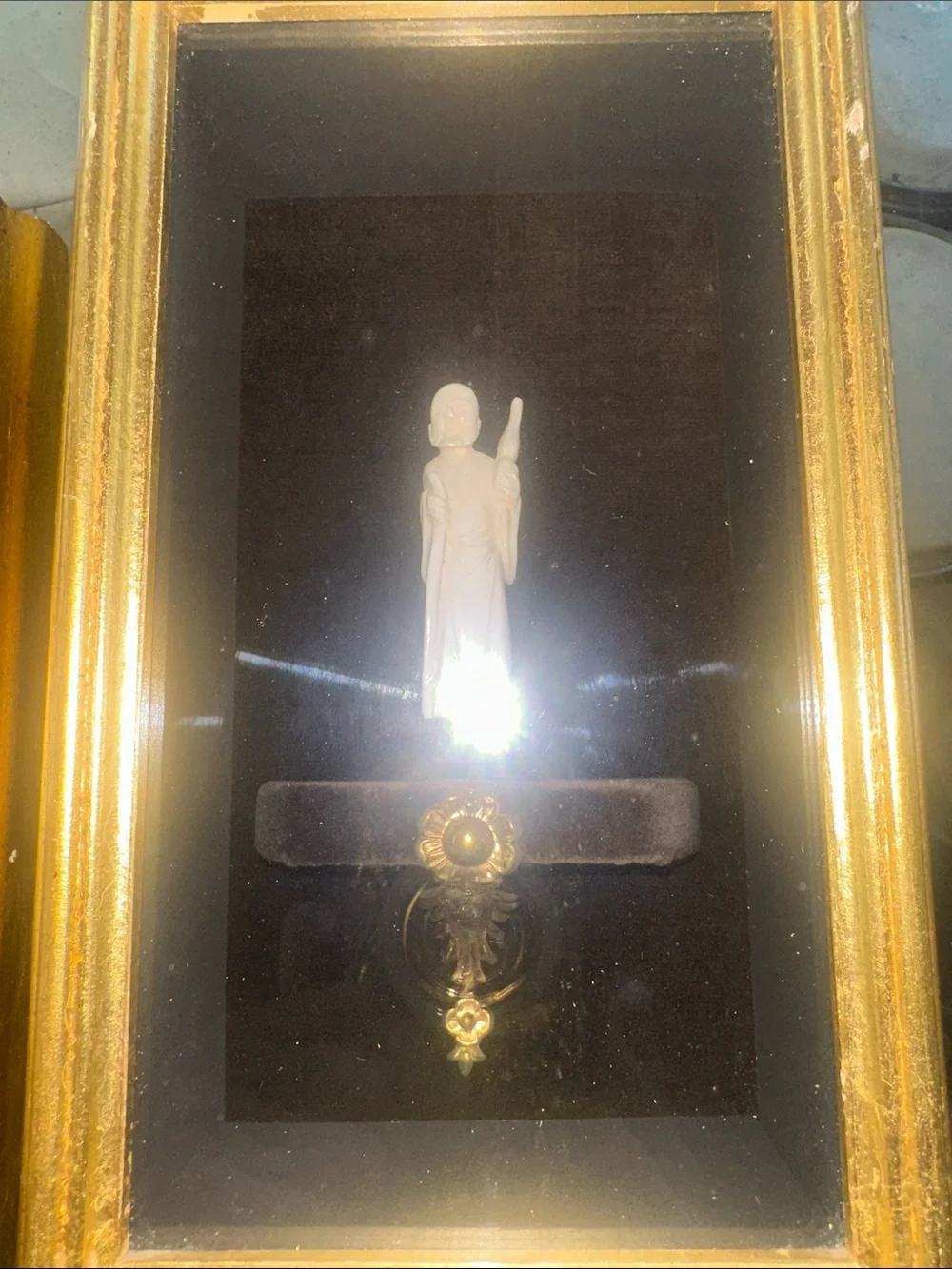 Gold Framed Wall Art Pair with Ivory Statues